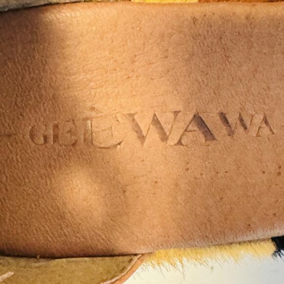 Gee Wawa Shoes Womens 8.5 Brown Leather Brady Calf Hair Platform Wedge Sandals - Picture 10 of 12